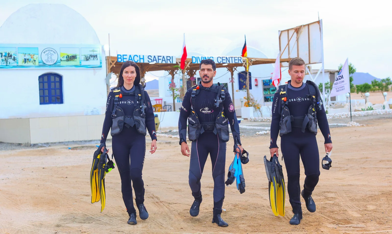 Scuba divers exploring the Red Sea